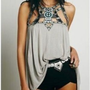 Free People Quest Vision Embellished Tank Top Large NWOT Price Firm